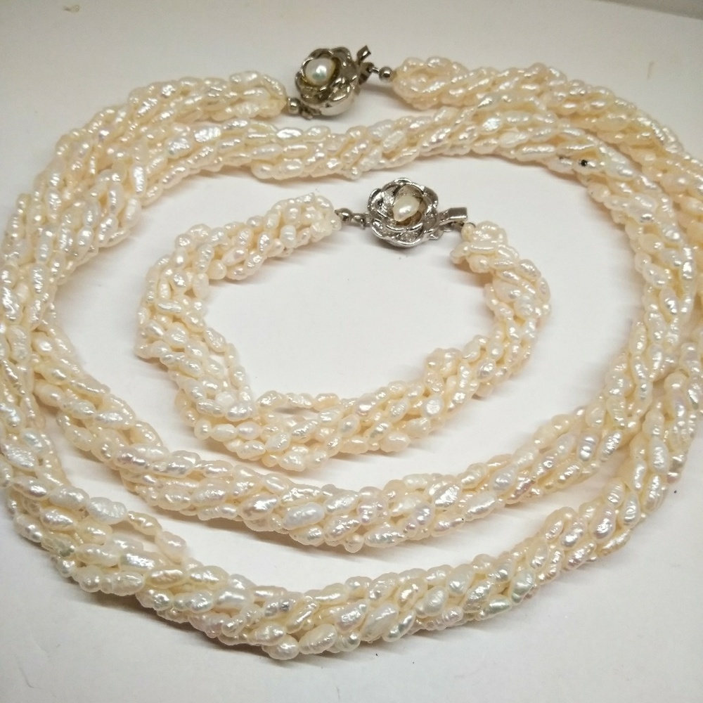 Baroque natural pearls with Sterling broch necklac